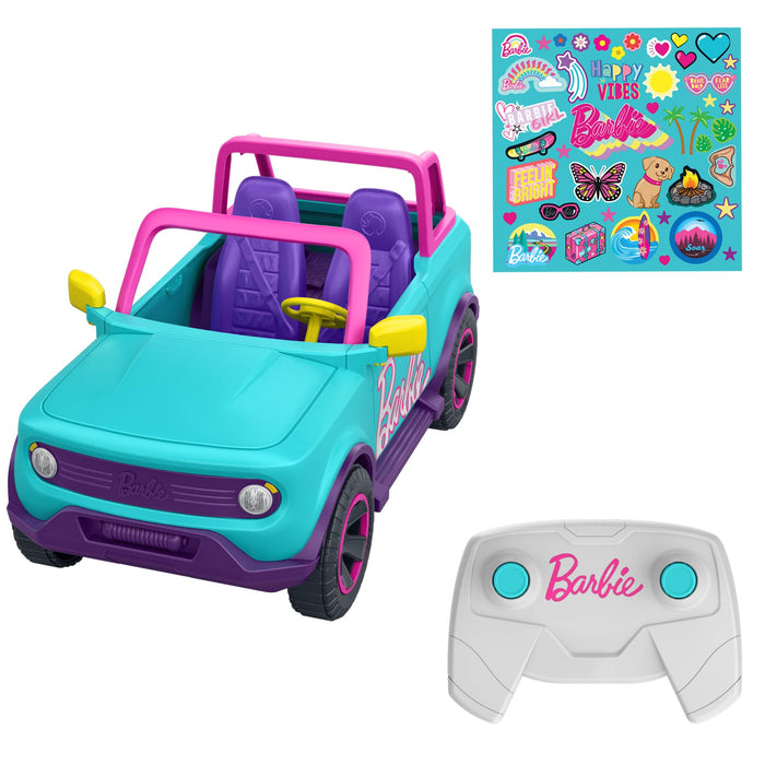 Hot Wheels Barbie RC SUV, Remote-Control Pink Vehicle That Fits 2 Barbie Dolls & Accessories, Includes Kid-Applied Stickers for Customization