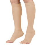 MGANG® 20-30 mmHg Compression Stocking for Men and Women, Medical Compression Socks, Knee High Length, Open Toe, for DVT, Varicose Veins, Relief Shin Splints, Edema, Beige Large