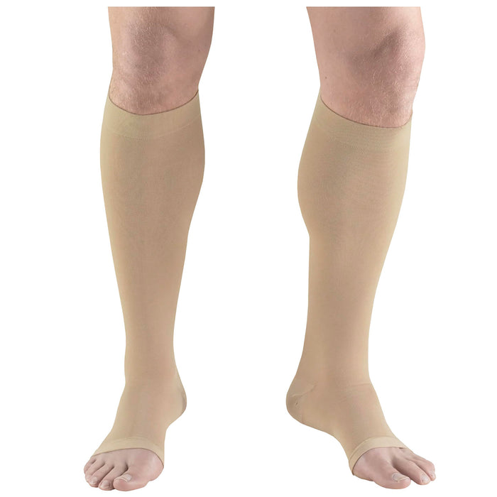 Truform Short Length Surgical Stockings, 18 mmHg Compression for Men and Women, Knee High Length, Open Toe, Beige, X-Large