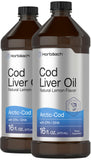 Horbäach Arctic Cod Liver Oil with EPA/DHA | 2 x 16 fl oz | Natural Lemon Flavor | Non-GMO & Gluten Free Liquid Supplement