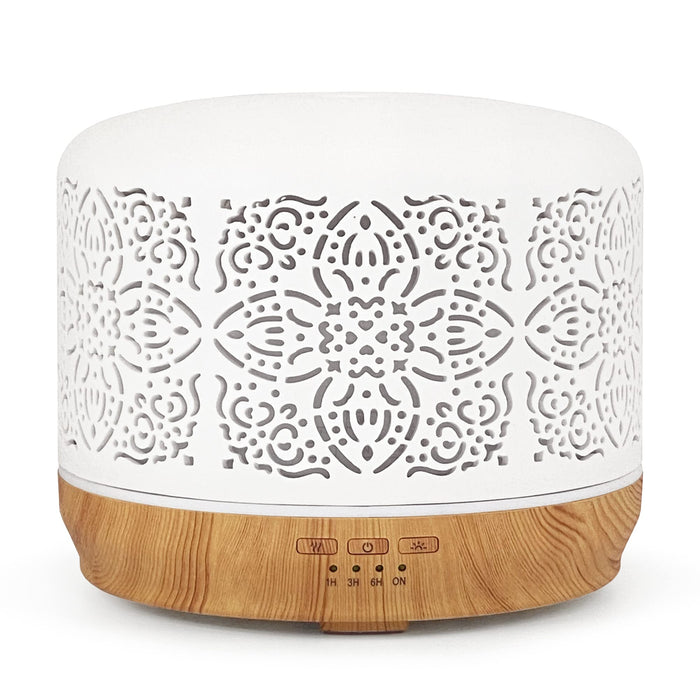 Earnest Living Essential Oil Diffuser White Ceramic Diffuser 500 ml Timers Night Lights and Auto Off Function Home Office Humidifier Aromatherapy Diffusers for Essential Oils