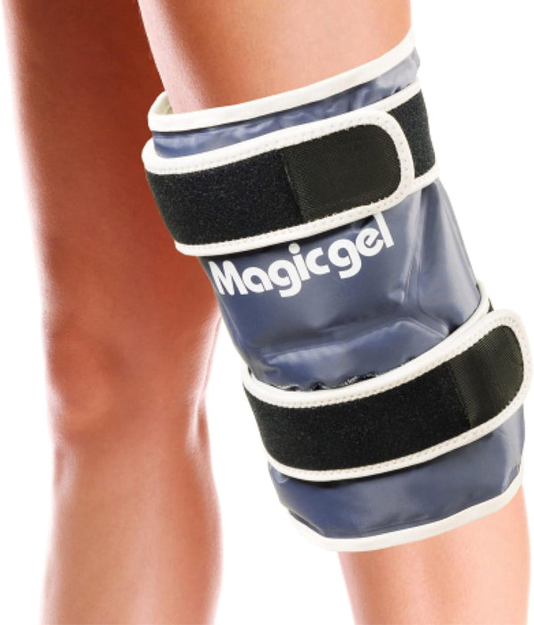 Magic Gel Ice Pack for Knee - Reusable Cold Wrap for Injuries - Soft Flexible Cooling for Icing Knees, Elbow, Calf, Wrist - Adjustable Wraparound Straps - Medcosa Blue