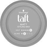 Taft Matt Styling Wax with Hold Level 5 (75 ml), Hair Wax for Long-Lasting Hair Styles with Matte Finish with up to 24 Hours Power Hold, Gives Styled Hair Structure