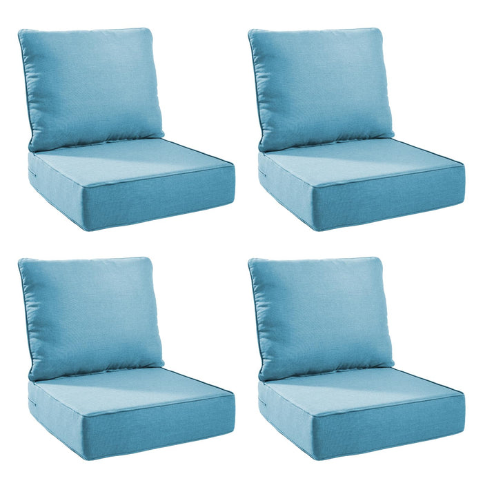 Jelwaly Outdoor Cushion Set for Furniture Patio Furniture, UV Resistant, Water Resistant - 6 Inch Thick Foam Garden Cushions– 22x24 Inch Patio Seat Covers for Chair/Sofa/Couch | Light Blue | 4-Pack |