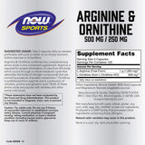 NOW Sports Nutrition, Arginine & Ornithine 500/250 mg, Amino Acids, 250 Veg Capsules
