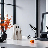 ZUZIF Halloween Ghost Figurine - Spooky Resin Ghost Statue, Cute Finger Ghost Ornaments, Perfect for Indoor & Porch Halloween Decor (A)