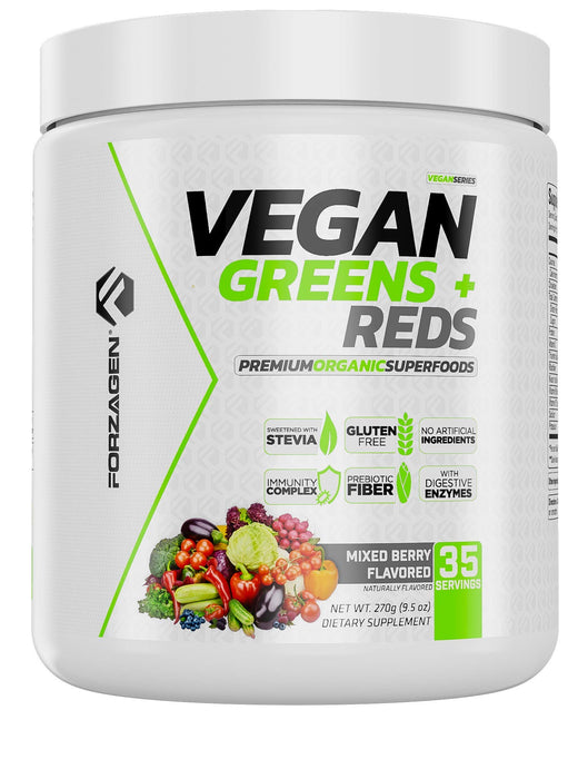 Forzagen Vegan Greens & Reds Superfood Powder - Organic Super Greens Powder | Premium Veggie Powder Supplement | 35 Servings Reds and Greens Superfood Powder