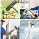 Professional Window Squeegee Cleaner, 2 in 1 Shower Squeegee with Extension Pole, 105‘’ Telescopic Window Washing Equipment with Bendable Head, Glass Cleaning Tools for Indoor/Outdoor High Window