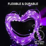 JMEXSUSS 2 Pack Purple Solar Halloween Lights, 33ft 100 LED Purple Solar Lights Outdoor, Waterproof 8 Modes Purple Halloween Lights for Outside Tree Garden Patio Christmas Halloween Decorations