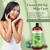 Natural Riches Organic Castor Oil Cold pressed USDA certified for Dry Skin Hair Loss Dandruff Thicker Hair - Moisturizes heals Scalp Skin Hair growth Thicker Eyelashes & Eyebrows 32 fl. oz.