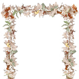 DearHouse 2 Pack Fall Garland Maple Leaf, 5.9Ft/Piece Hanging Vine Garland Artificial Autumn Foliage Garland Thanksgiving Decor for Home Wedding Fireplace Party Christmas (White&Green)