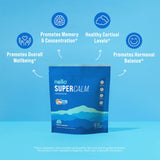 Nello Supercalm Powdered Drink Mix, Blue Coconut, L Theanine, Ksm-66 Ashwagandha, Magnesium Glycinate, Vitamin D 3, Supplements for Relaxation & Focus, No Sugar, Non GMO, Vegan, On The Go, 20 Srvgs