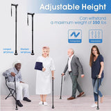 Walking Cane for Seniors Cool Canes for Women Men, Adjustable, Foldable, Collapsible Walking Canes with Storage Bag All Terrain Retractable Walking Stick for Seniors & Adults Black