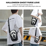 Halloween Pumpkin Crossbody Bag, Pu Leather Novelty Ghost Purse Cute Spooky Season Gothic Shoulder Bag for Women