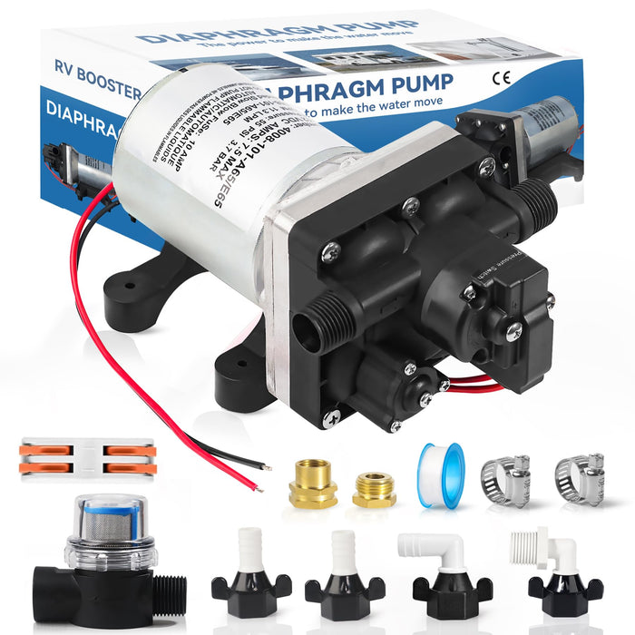 12V RV Water Pump 4008-101-A65/E65 | 3.0 GPM - 55 PSI | Camper RV Water Pump | Self-Priming & Quiet Diaphragm Pump | Thermal Protection & Dry Run Safe | for Halloween Christmas