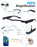 OKH 200% Magnifying Glasses with Light, Rechargeable LED Lighted Magnification Eyeglasses, Anti Blue Light, Bright Sight Hands Free Magnifier for Close Work, Craft, Jewellers, Reading, Hobby