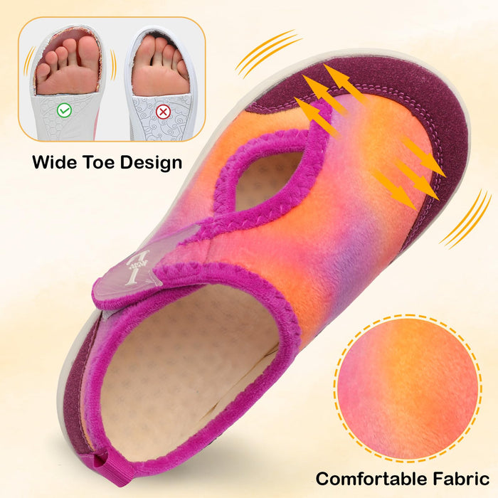 L-RUN Women's Diabetic Shoes Arthritis Edema Slippers Wide Width Shoes for Swollen Feet Arthritis Elderly Purple 7 Wide