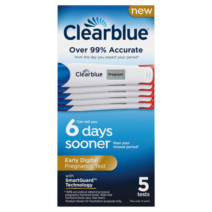 Clearblue Early Digital Pregnancy Test, Early Detection at Home Pregnancy Test, 5 Ct