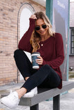 Newchoice Fall Shirts for Women 2024 Trendy Raglan Long Sleeve Tunic Tops Christmas Sweater (Dark Winered, L)