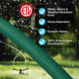 Clear Power 80 ft Outdoor Extension Cord 16/3 SJTW, Lawn & Garden Green Cable for Christmas Decoration, 3-Prong Grounded Plug, Water & Weather Resistant, Flame Retardant, DCOC-0202-DC