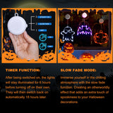 LOLStar Halloween Decorations 3 Pack Orange Pumpkin, White Ghost, Purple Bat Halloween Window Lights with Suction Cup, Battery Operated Halloween Lights, Upgrade Slow Fade Mode and Timer Function