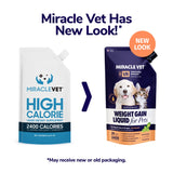 MIRACLE VET High-Calorie Weight Gainer & Multivitamin Nutritional Supplement for Dogs & Cats - Fish Oil, Calcium - Adult, Senior, Puppy - Prenatal Cat, Dog Vitamins, 2400 Calories - 16 oz