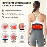 CUEHEAT Heating Pad Back Brace with Heat and Massage,Heated Back Massage with Rechargeable Battery, Back Heat Support Belt for Men, Women Heated Back Brace, Heating pad with Massager for Back(48Inch)