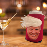 2 PCS Funny Can Coolers Sleeves with Trump Hair, Great Novelty Gifts Unique Presents for Men Women, Trump Koozies, Trump Mugshot, Beer Can Cooler