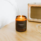 Calyan Wax Soy Wax Candle, Oakmoss & Amber Scented Candle for The Home | Premium Candle with Essential Oils | 7.2 oz 57 Hour Burn | Soy Candle in Amber Glass Jar | Aromatherapy Gift