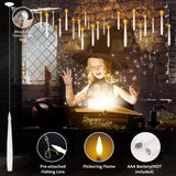 NURADA Floating Candles for Halloween Decorations - LED Hanging Flameless Taper Candles with Magic Wand Remote Timer Flickering Battery Operated for Christmas Window Decor - White 24 Pack