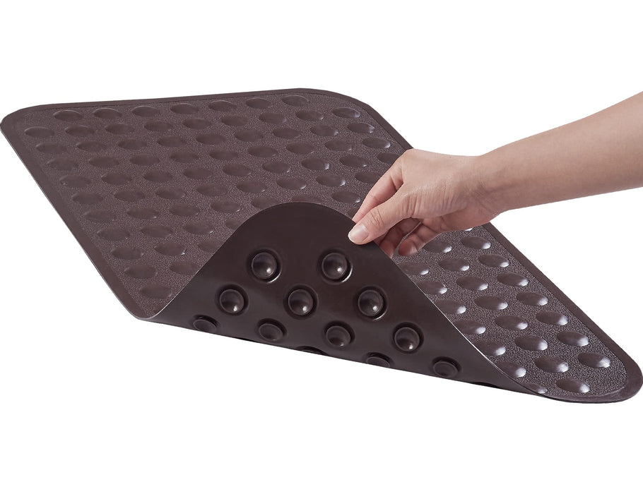 Yanzifly Bathtub Mat Non Slip Bath Mat for Tub Silicone Soft & Safe, Bath Tub Mat Non Slip Shower Mats, Suction Cups Bath Tub Anti Slip Matt for Kids Elderly Non Toxic, Machine Washable- Brown