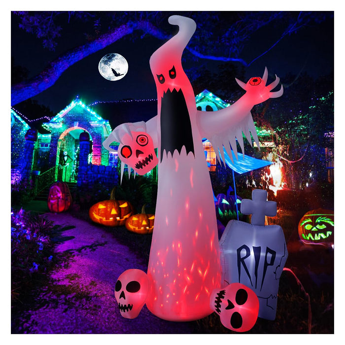 HOPOCO 12 FT Halloween Inflatables Outdoor Decorations Ghost with 3 Skulls