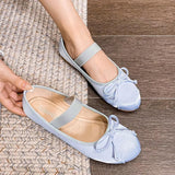 JOEupin Women’s Round Toe Ballet Flat Elastic Strap Comfortable Flats Shoes Slip On Casual Dress Shoes Blue