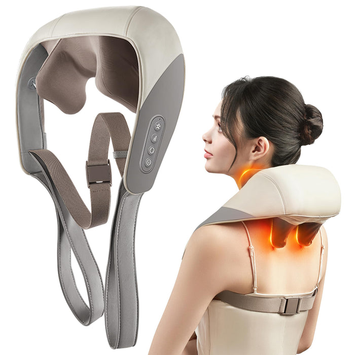 SORELAX Shiatsu Back Shoulder and Neck Massager for Pain Relief Deep Tissue, Electric Massager with Heat, Neck, Back, Shoulder, Trapezius Muscle Relaxation Massage Pillow, Ideal Gift (Grey)