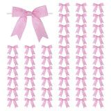 Meseey 50 Pcs 3 Inch Metallic Pink Ribbon Bows Craft Twist Tie Bow for Packages Gift Wrapping Crafts Wedding Favors Baby Shower Christmas Decor (Metallic Pink)