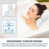 LuxStep Bath Pillow Bathtub Pillow with 6 Non-Slip Suction Cups,14.6x12.6 Inch, Extra Thick and Soft Air Mesh Pillow for Bath - Fits All Bathtub, White