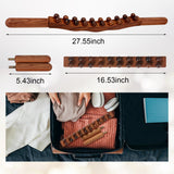 Wood Therapy Guasha Wood Stick Massage Tools,Lymphatic Drainage Massage Stick,Stomach Cellulite Massager,Myofascial Release Tool,Ease Pain Self Body Sculpting,Mountable Handle Double Row 20 Beads