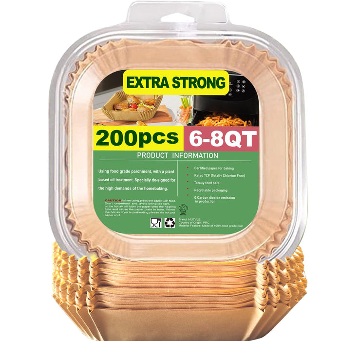 Air Fryer Paper Liners for Chefman 6 QT Compact, 200Pcs 6qt Air Fryer Liners, 8 quart Air Fryer Liners, Parchment Paper Liner for Chefman TurboFry 8-Qt Stainless Steel