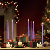 Enhon 8 Pieces Flameless Candles 10 Inch Flameless Taper Candles LED Candles Battery Operated Flickering Candles for Wedding Christmas Dinner Church Spell Holiday Advent Rituals(Purple)