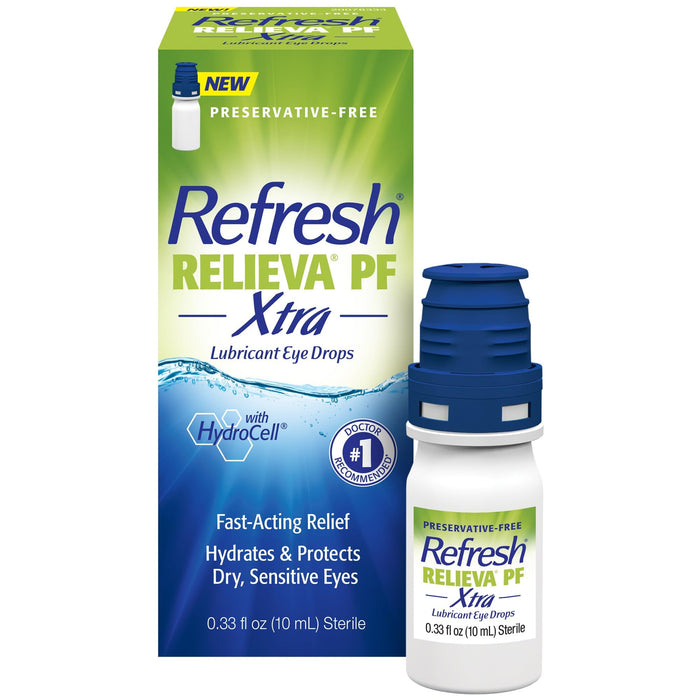 Refresh RELIEVA PF Xtra Preservative-Free Artificial Tears Lubricant Eye Drops, 0.33 fl oz (10 mL)