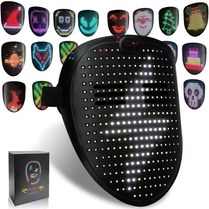 MOYACA Led Mask with Sound Effects and Gesture Sensing, Transforming Light up Music Mask with Voice for Halloween Rave Costume Christmas Cosplay Birthday Masquerade Dj Parties