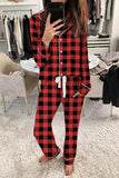 Aamikast Pajama Sets for Women Soft Button Up Christmas Pjs Matching Sets (Plaid Red L)