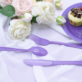 150 Pcs Purple Plastic Silverware Purple Utensils Purple Silverware Set Includes 50 Purple Plastic Forks, 50 Purple Spoons, 50 Purple Knives for Birthday, Wedding, Baby Shower