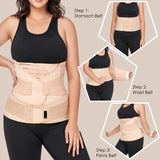 3 in 1 Postpartum Belly Band Wrap Support Recovery Girdles Abdominer Binder Post Surgery Belly&Waist&Pelvis Support Belt & Back Brace (Beige, XX-Large)