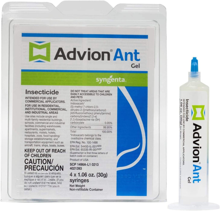 Advion Ant Gel Bait, 4 Tubes x 30-Grams, 1 Plunger and 2 Tips, Effective Ant Bait, Formulated with 0.05% Indoxacarb, Indoor and Outdoor Use, Ant Killer Gel for Control of Most Major Ant Species