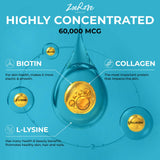 ZoeRose Liquid Biotin & Collagen Keratin Drops 60,000mcg Hair Growth Vitamins - Essential Supports Healthy Joints, Hair, Skin and Nails Vitamins - Best Liquid Collagen for Women & Men- (2Fl Oz, 60ml)