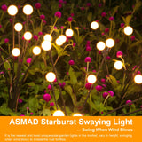 ASMAD Solar Garden Lights, 6 Pack 48 LEDs Solar Outdoor Lights, Christmas Decorations Lights, Solar Christmas Lights, Firefly Lights for Patio Pathway Outdoor Decor, Big Bulb Solar Swaying Light