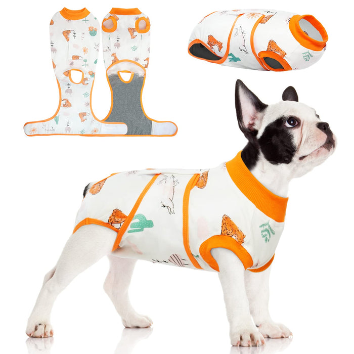 FUAMEY Recovery Suit for Dogs After Surgery,Soft Breathable Dog Bodysuit E-Collar & Cone Alternative Surgical Suit,Male Female Dog Neuter Spay Suits Anti Licking Wounds Onesie Orange Fox M