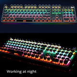 K820 Retro Steampunk Gaming Mechanical Keyboard-Blue Switch-RGB LED Backlit Illuminated Keyboard,USB Wired,Typewriter-Style,Plating 104 Key Round Keycaps,for Game and Office,for Laptop Desktop (Black)