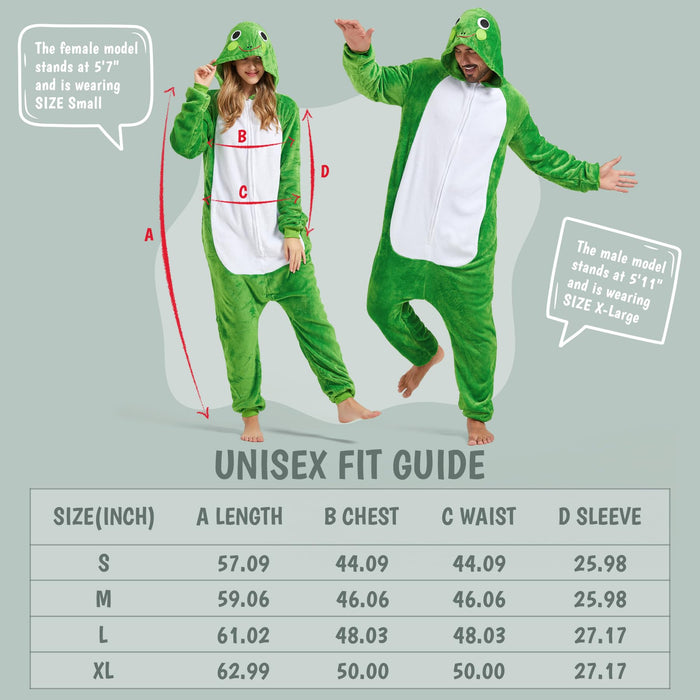 SISKIN Animal Onesie Adult - Frog Halloween Costumes for Women Men Couples Halloween Pajamas Cosplay Animal Onesies XL